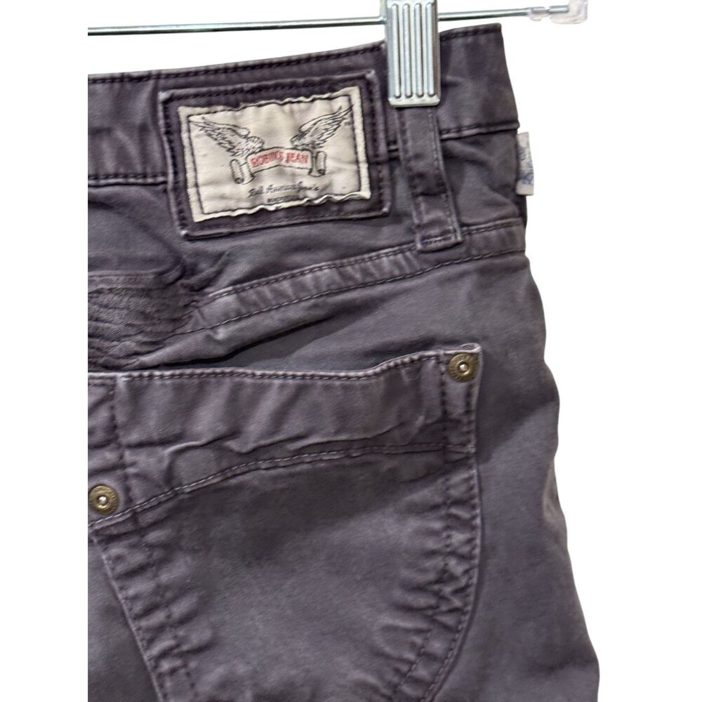 Robins Jean Womens Black Straight-Leg Jeans Embroidered Wings Size 25 - Picture 7 of 8